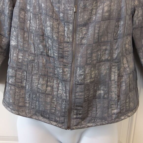 Ruby Rd. Gray 3/4 sleeve zip front jacket - Picture 3 of 12